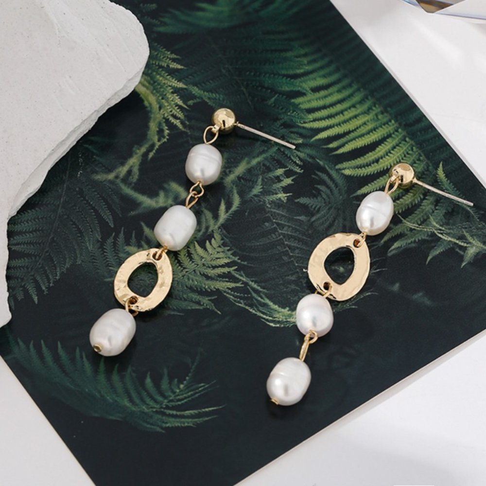 NEW Natural Pearls Dangle Drop Earrings
